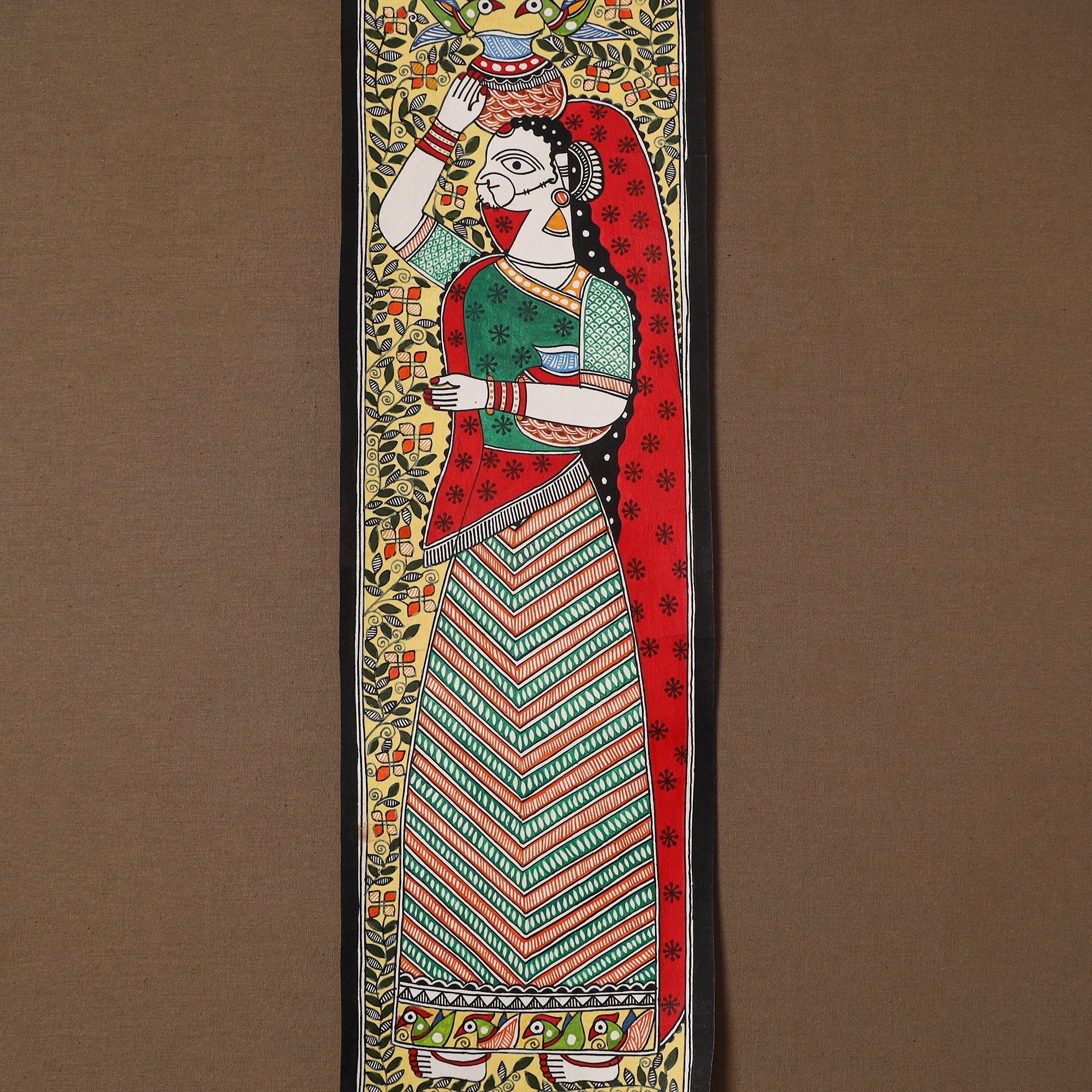 Handpainted madhubani painting by hira devi (19 x 6 in) 35