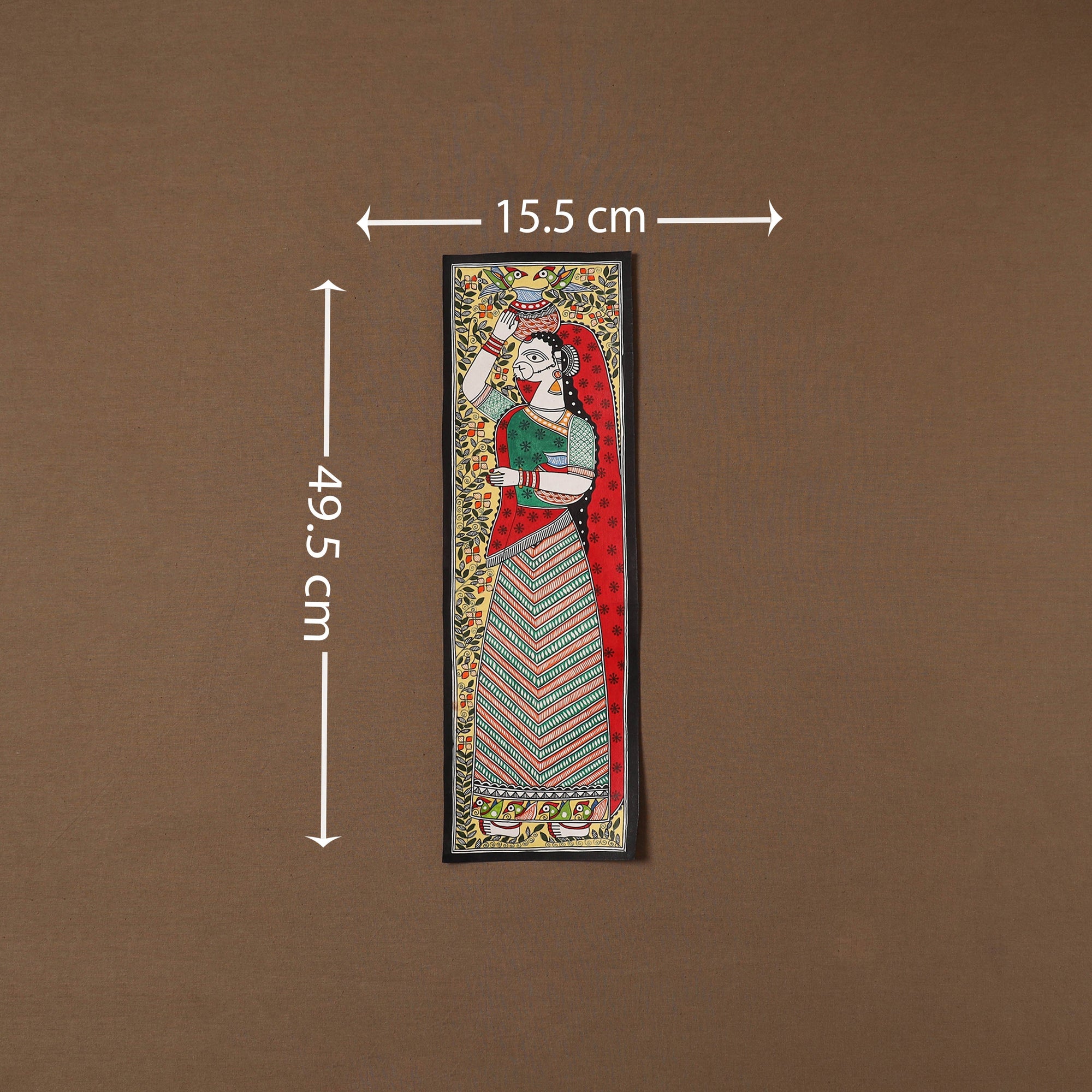 Handpainted madhubani painting by hira devi (19 x 6 in) 35