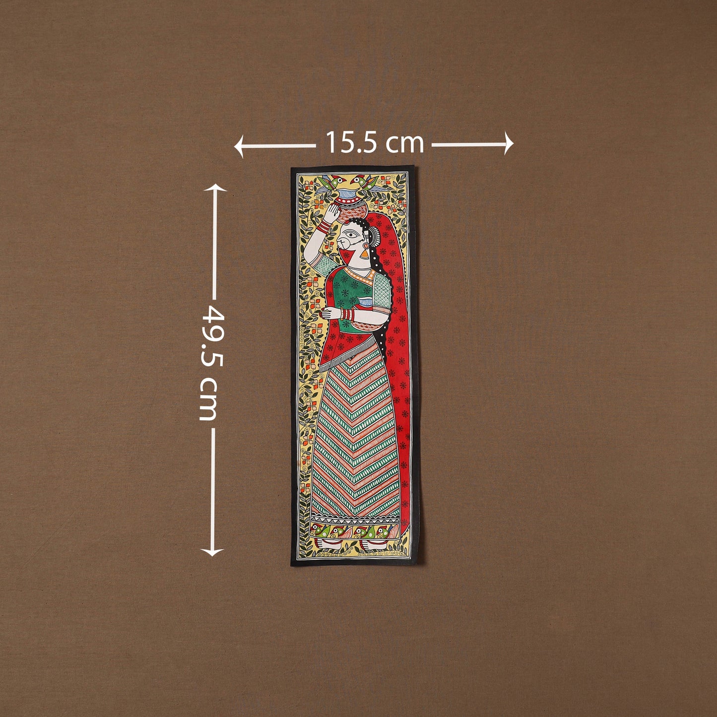 Handpainted madhubani painting by hira devi (19 x 6 in) 35