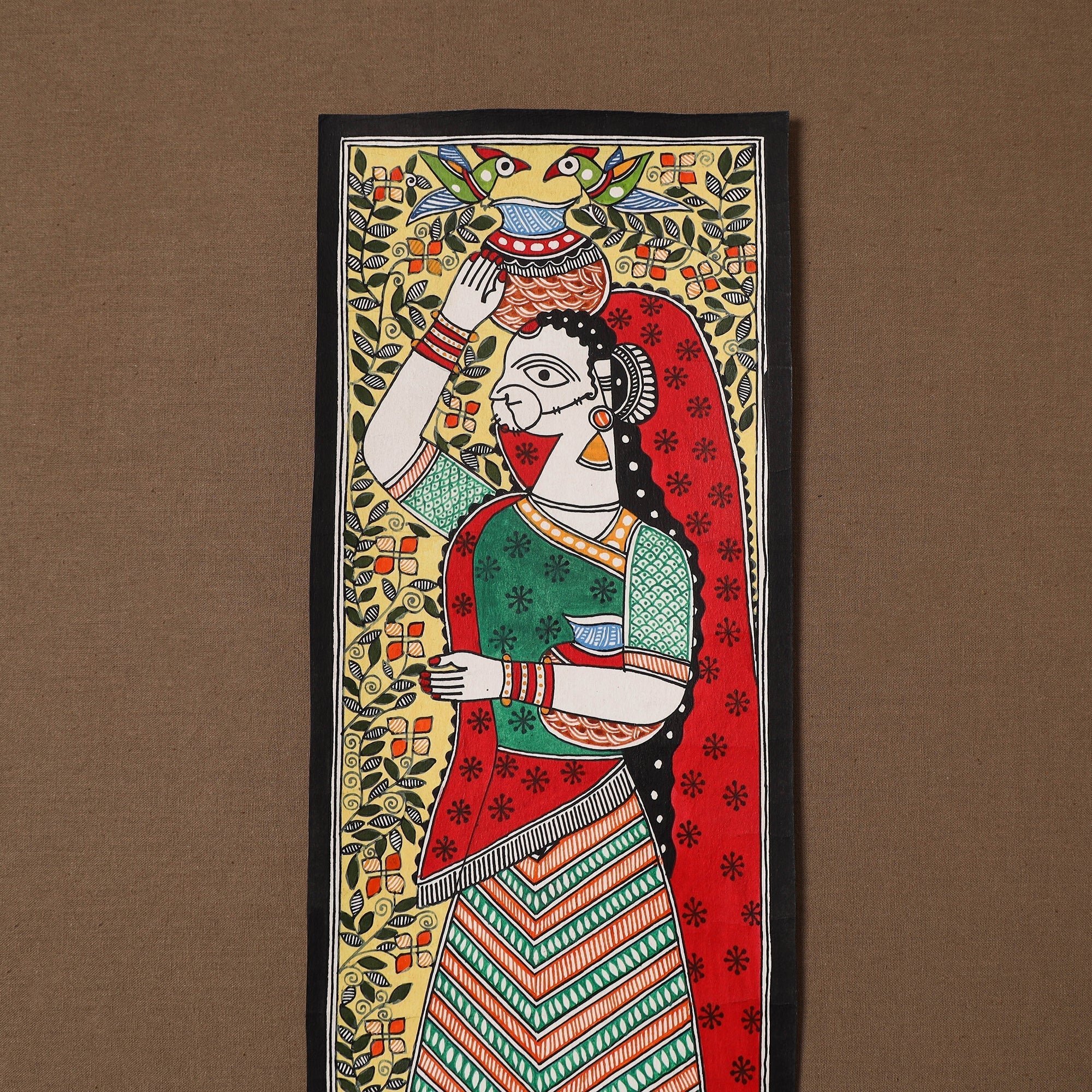 Handpainted madhubani painting by hira devi (19 x 6 in) 35