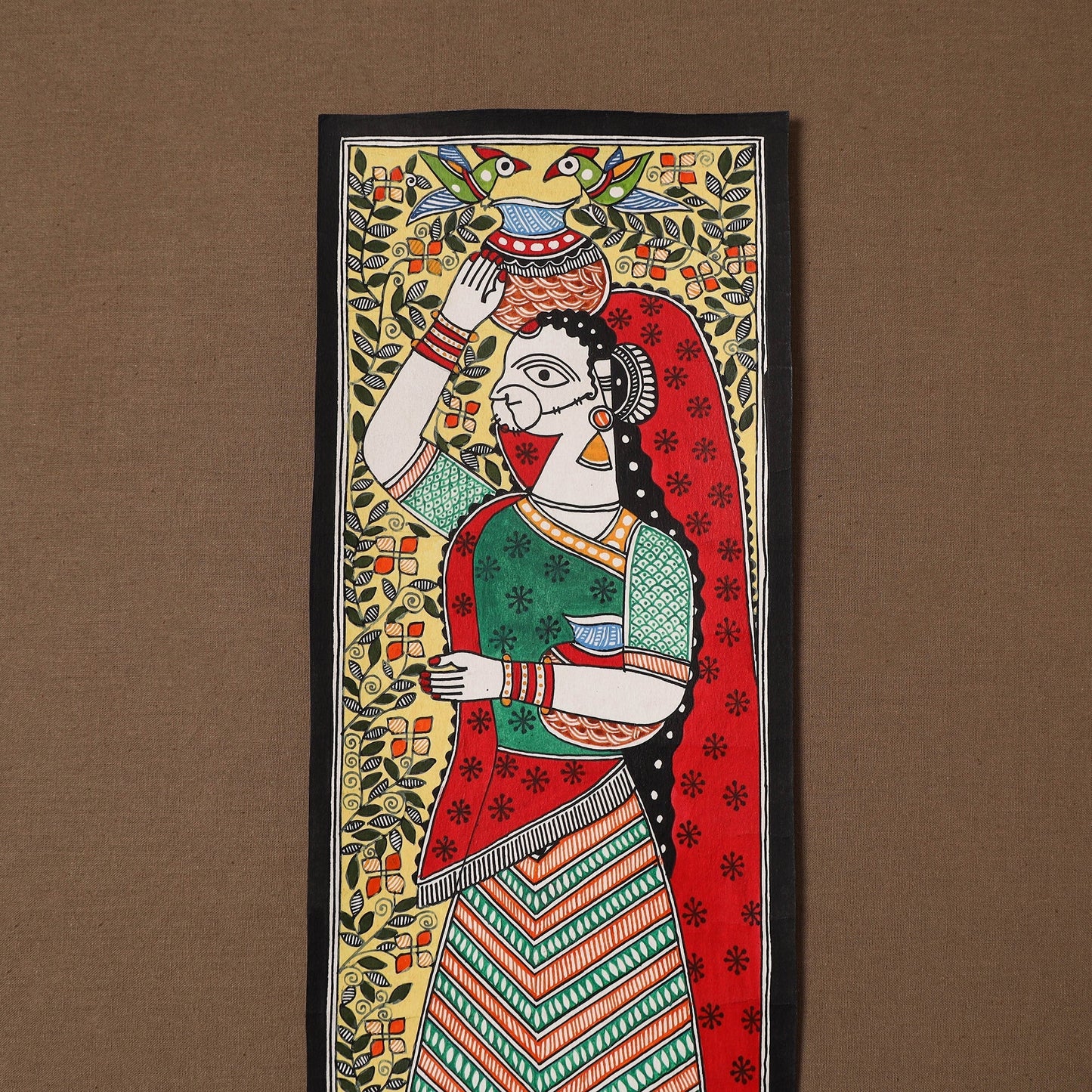 Handpainted madhubani painting by hira devi (19 x 6 in) 35