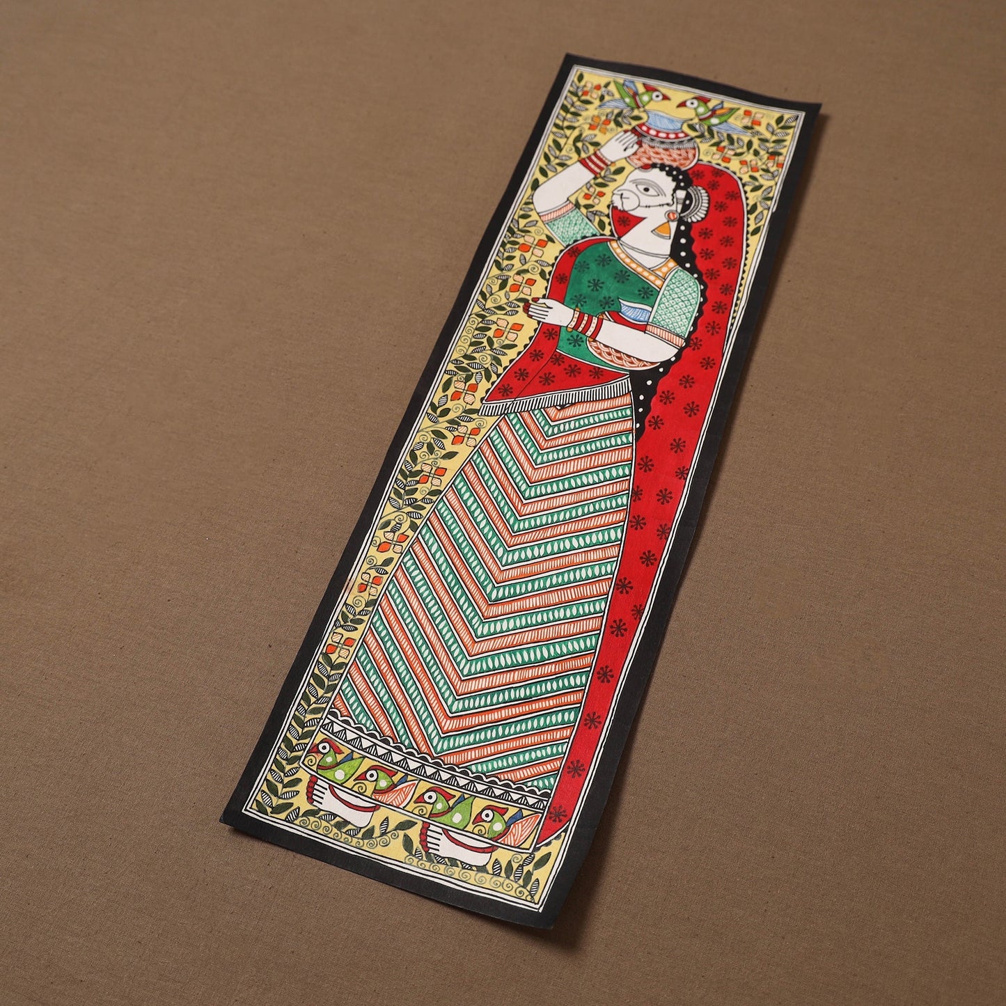 Handpainted madhubani painting by hira devi (19 x 6 in) 35