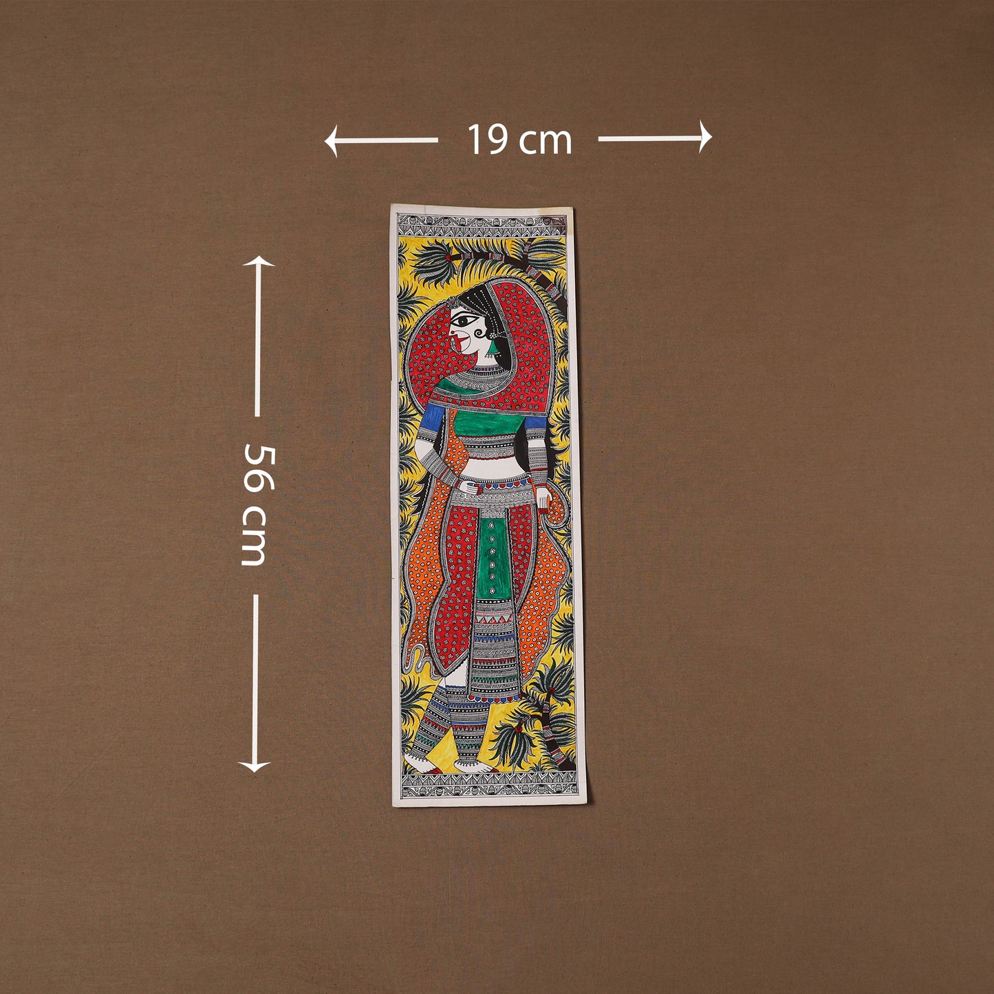 Handpainted madhubani painting by hira devi (22 x 7 in) 38