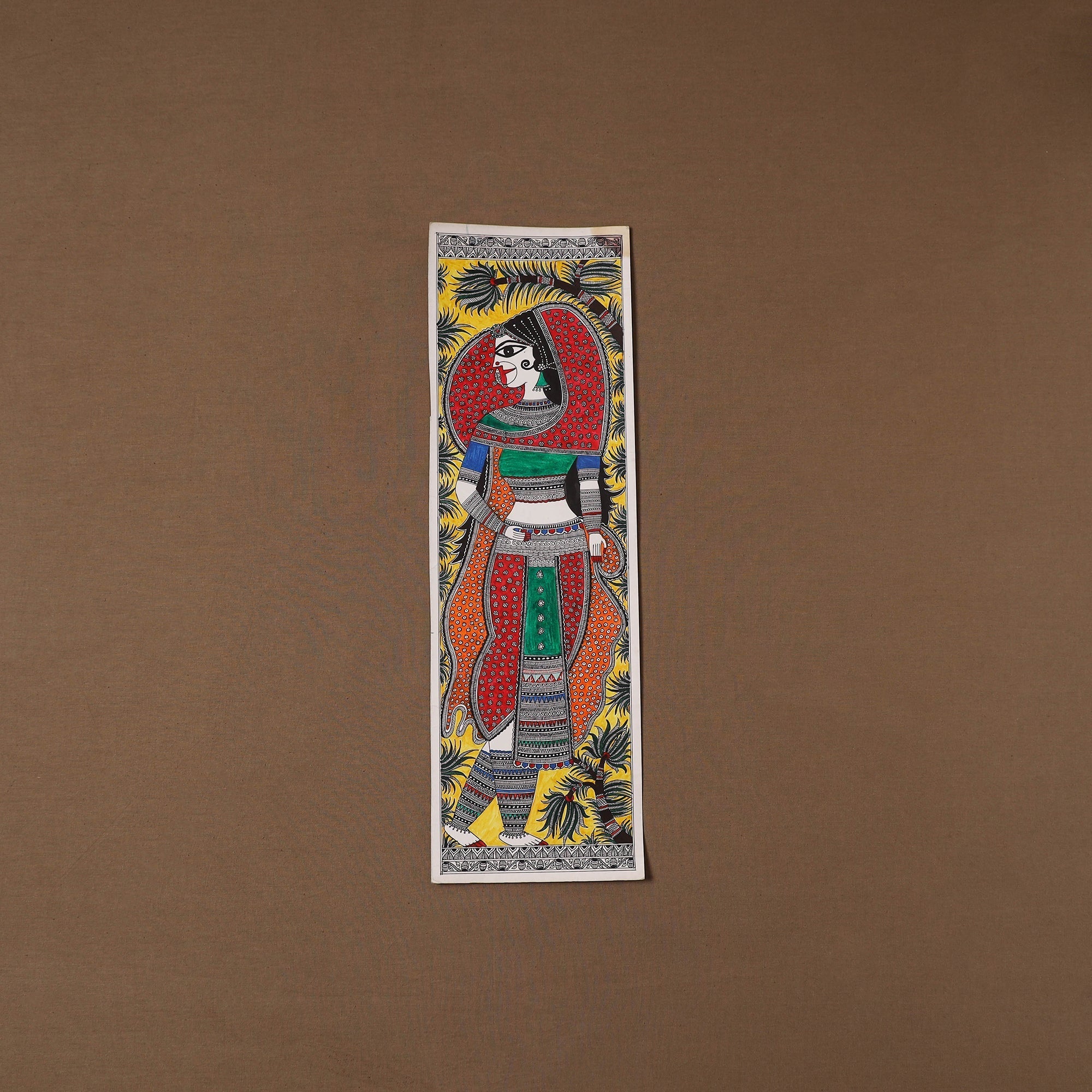 Handpainted madhubani painting by hira devi (22 x 7 in) 38