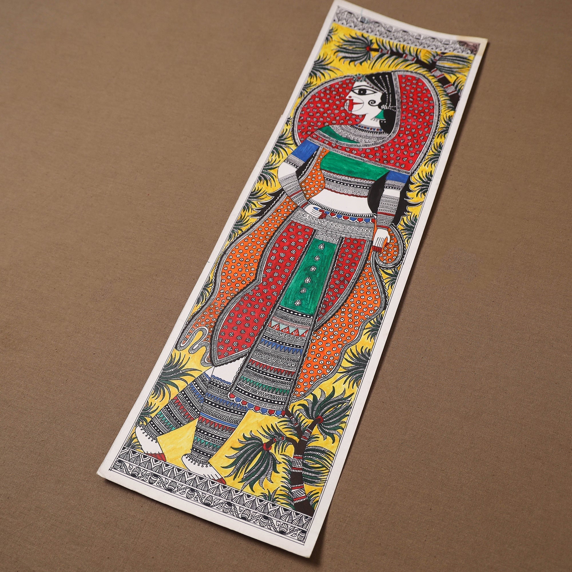 Handpainted madhubani painting by hira devi (22 x 7 in) 38