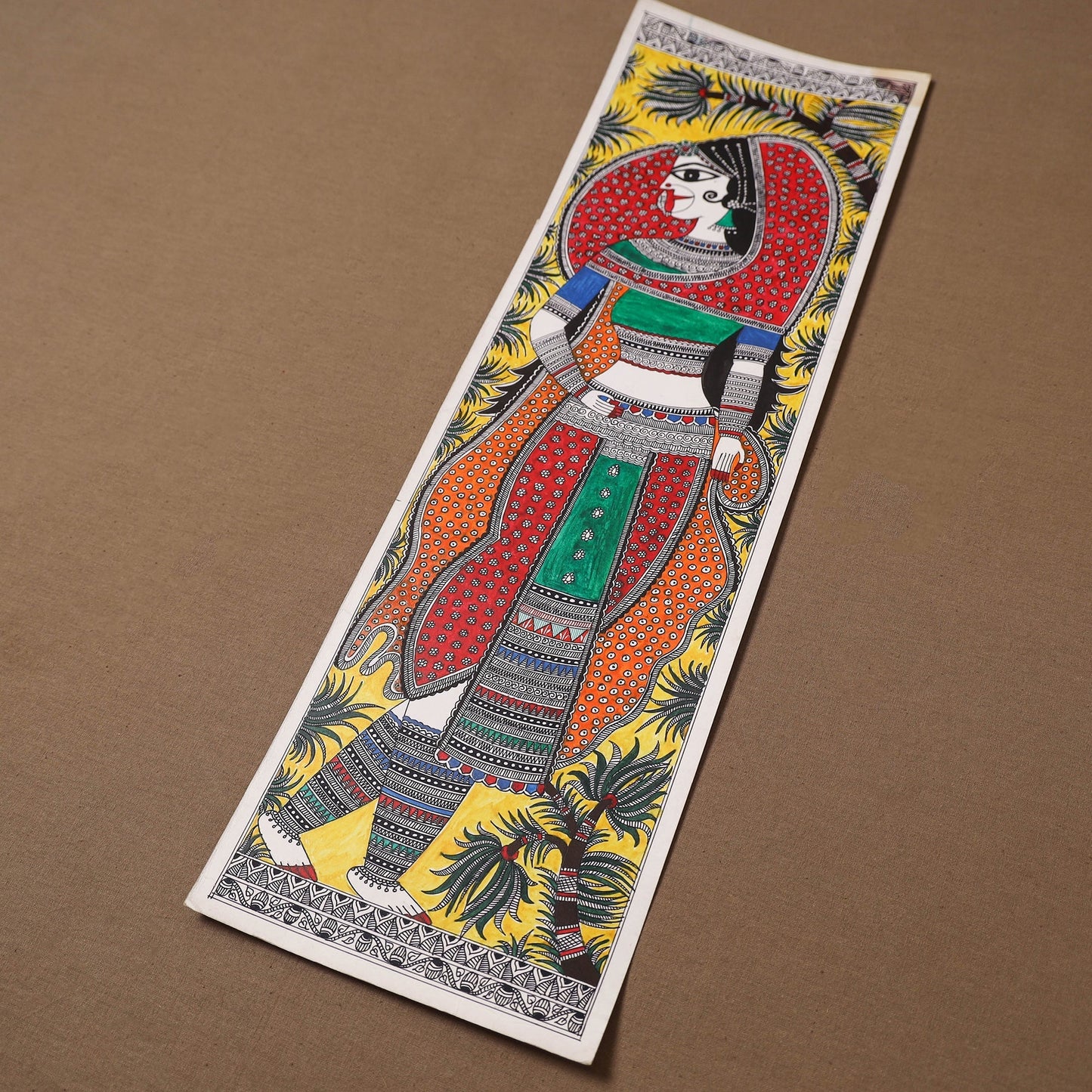 Handpainted madhubani painting by hira devi (22 x 7 in) 38