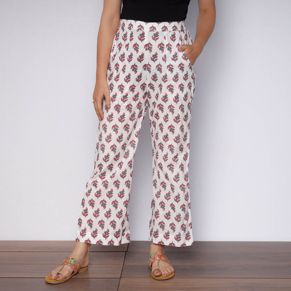 Multicolor - white grey sanganeri hand printed cotton kurta