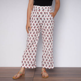 Multicolor - white grey sanganeri hand printed cotton kurta