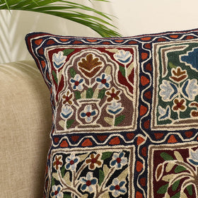 Multicolor Wool Thread Crewel Embroidery Cushion Cover