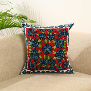 Multicolor Wool Thread Crewel Embroidery Cushion Cover