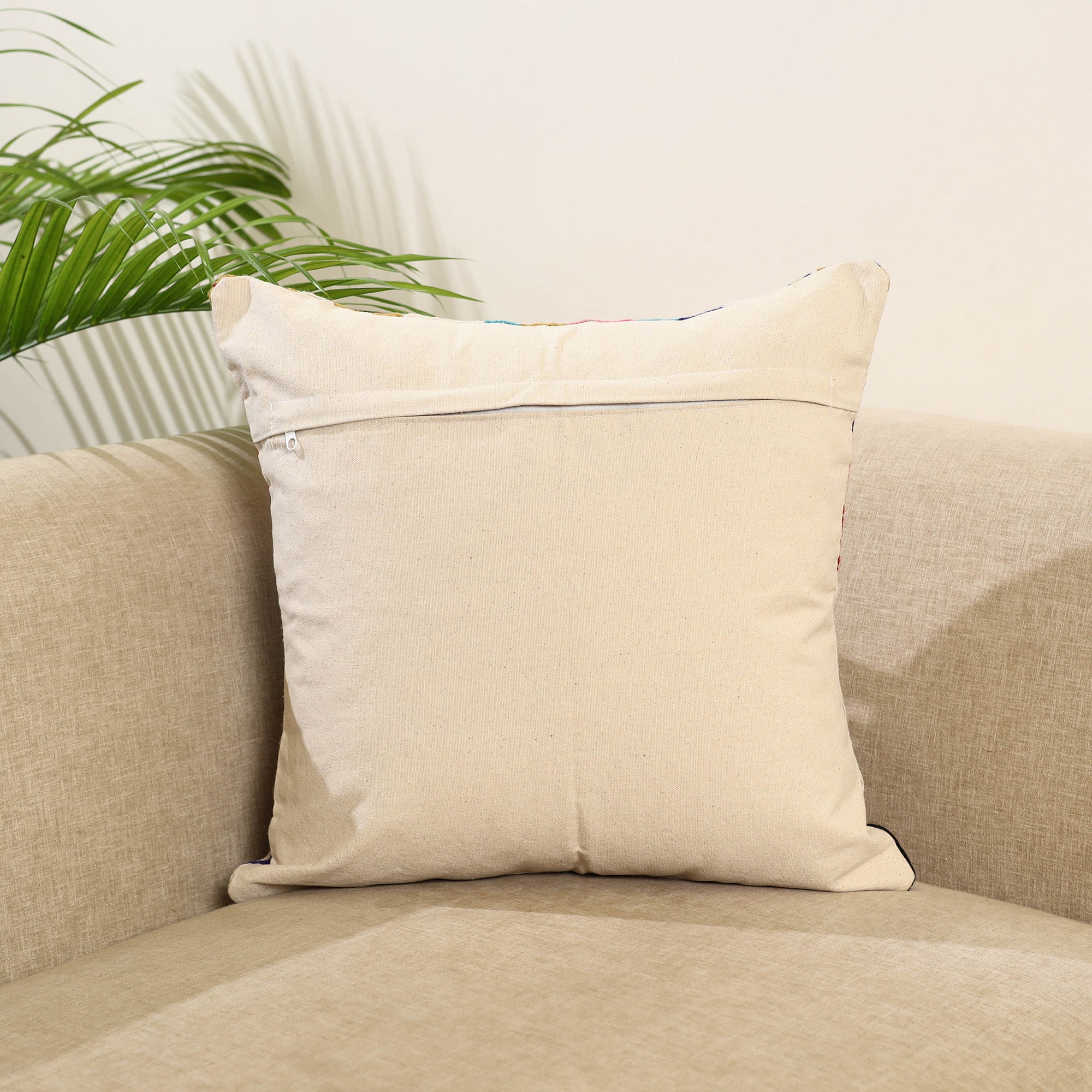 Multicolor Wool Thread Crewel Embroidery Cushion Cover