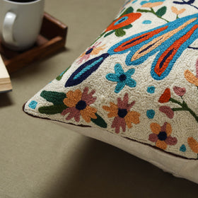 Multicolor - wool thread crewel hand embroidery cushion