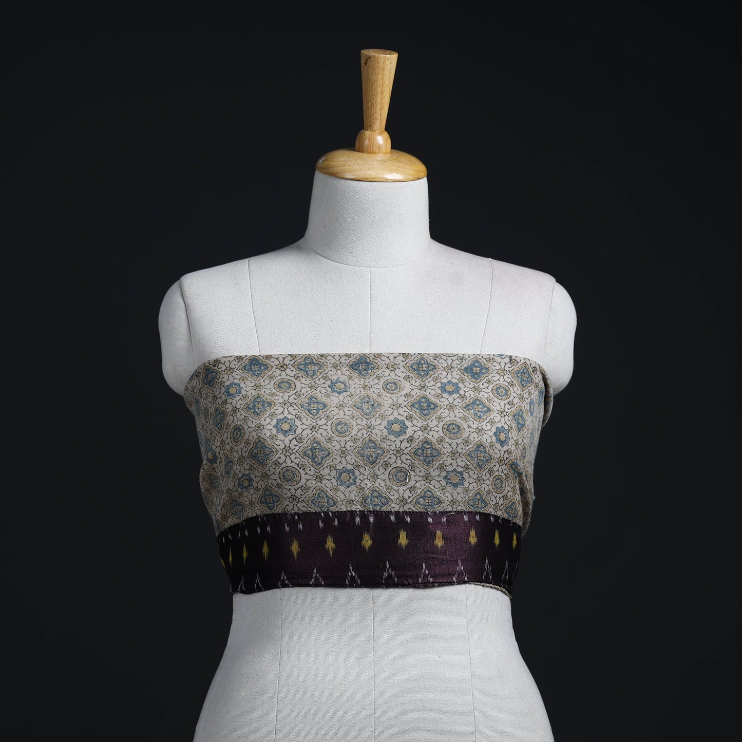 Buy Multicolor Block Print Woollen Ajrakh Blouse Piece 