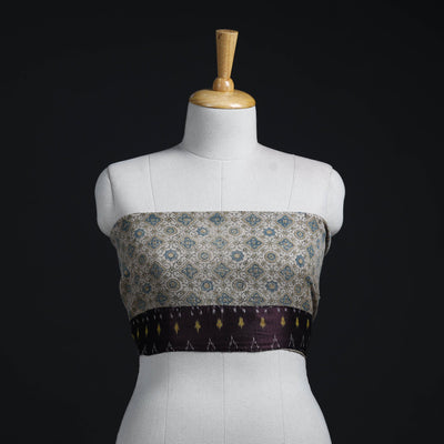 Buy Multicolor Block Print Woollen Ajrakh Blouse Piece 