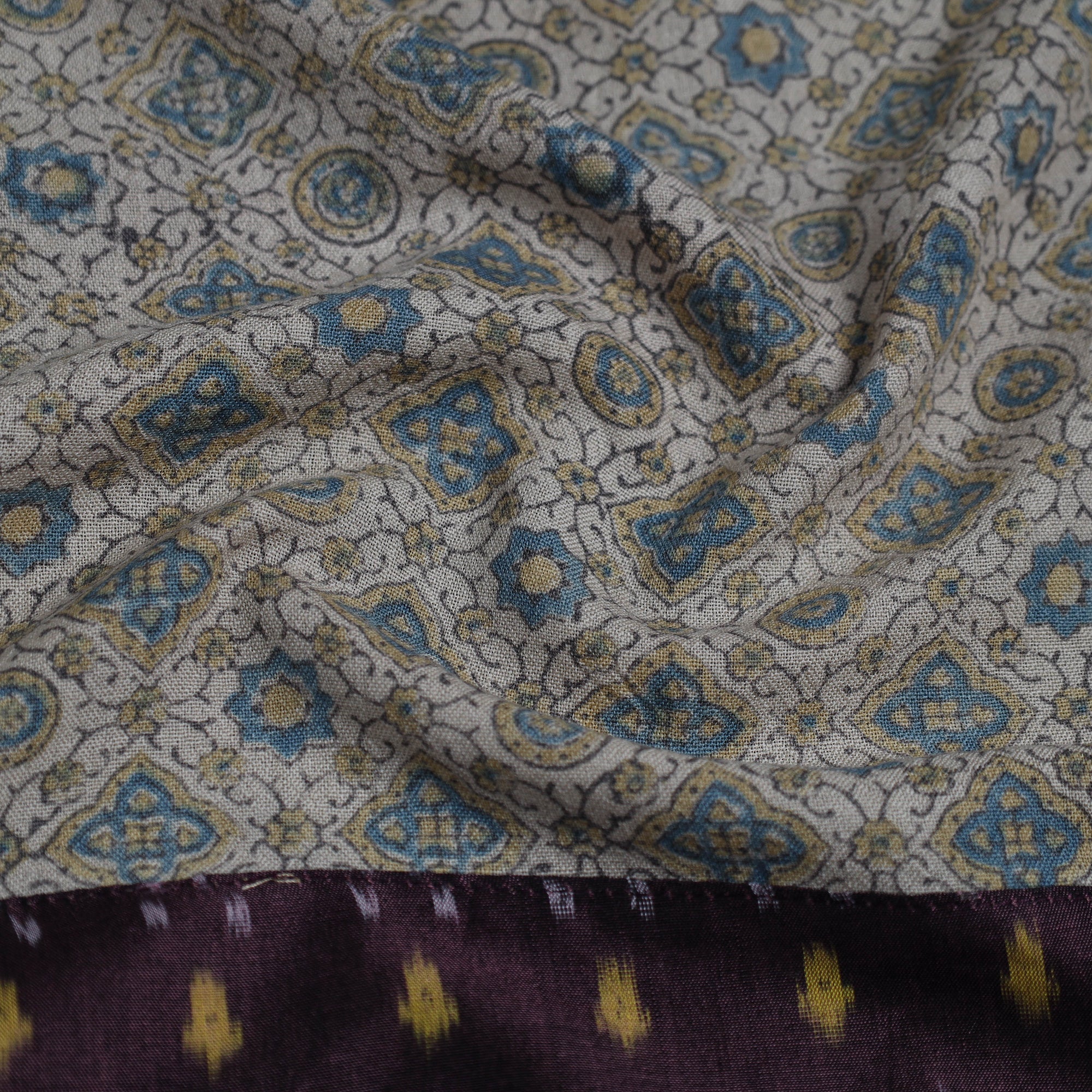 Buy Multicolor Block Print Woollen Ajrakh Blouse Piece 