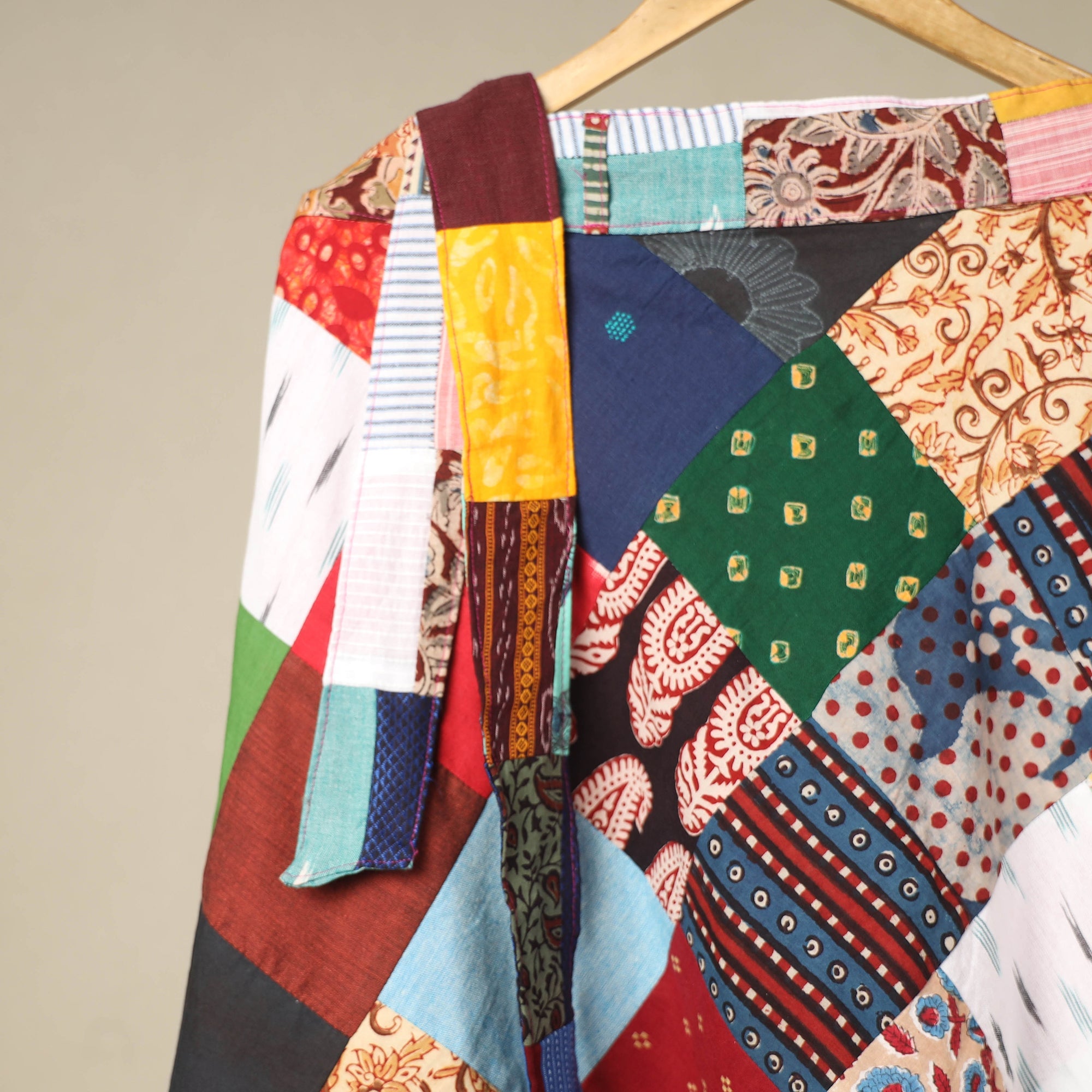 Multicolor Wrap Around Patchwork Cotton Skirt