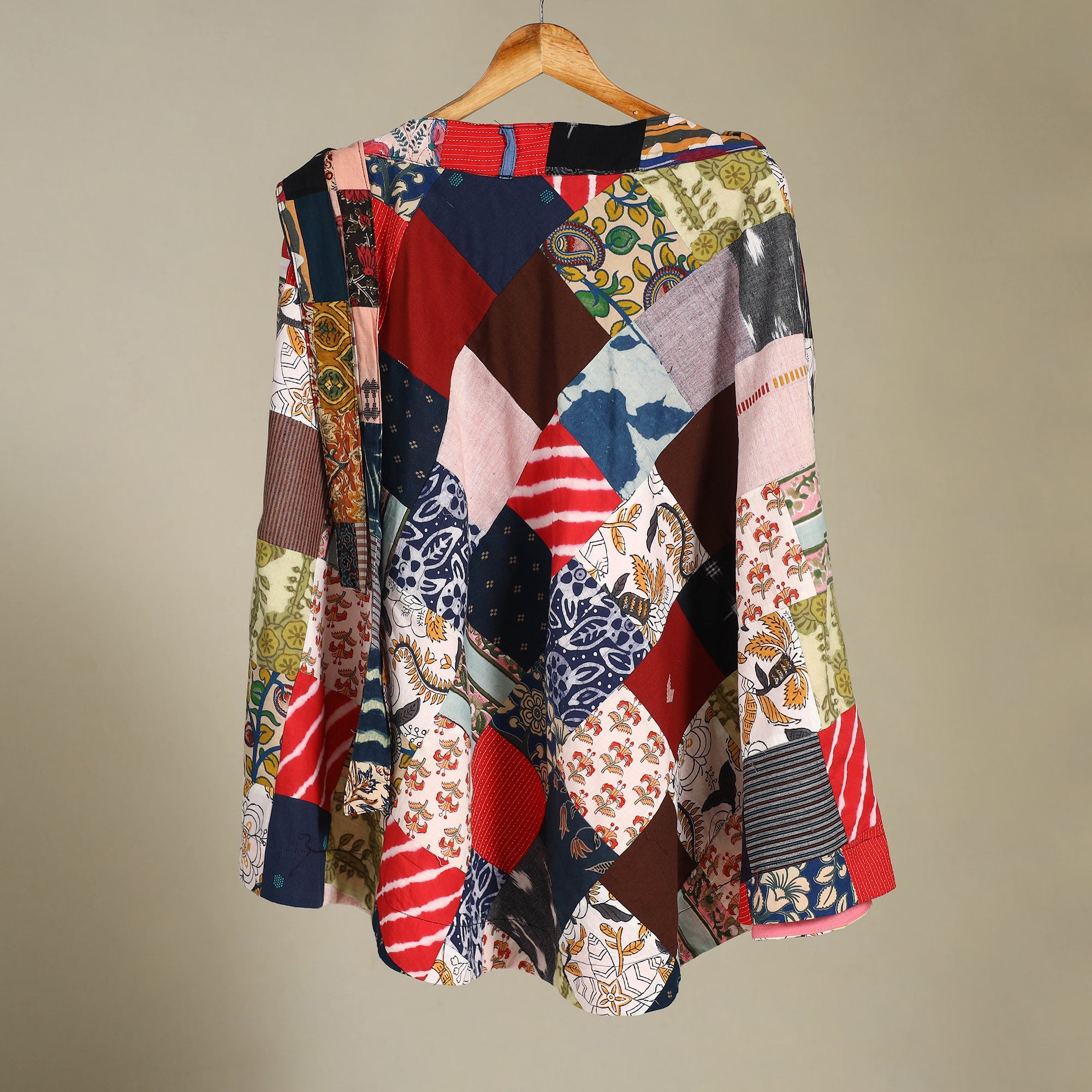 Multicolor Wrap Around Patchwork Cotton Skirt 