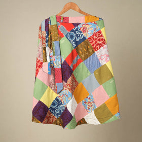 Multicolor Wrap Around Patchwork Cotton Skirt
