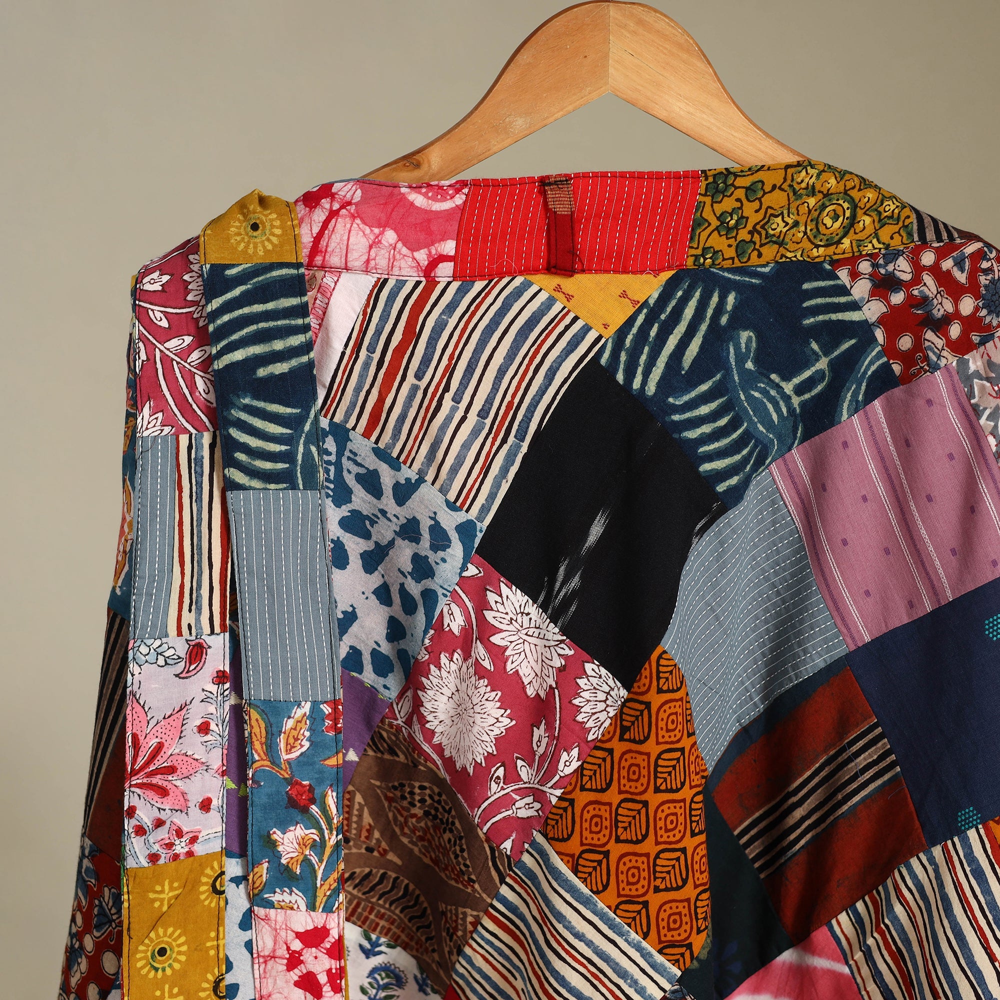 Multicolor Wrap Around Patchwork Cotton Skirt 