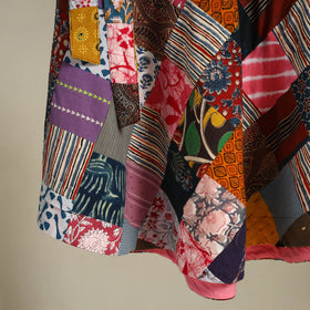 Multicolor Wrap Around Patchwork Cotton Skirt 