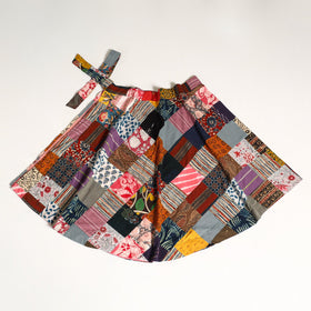 Multicolor Wrap Around Patchwork Cotton Skirt 