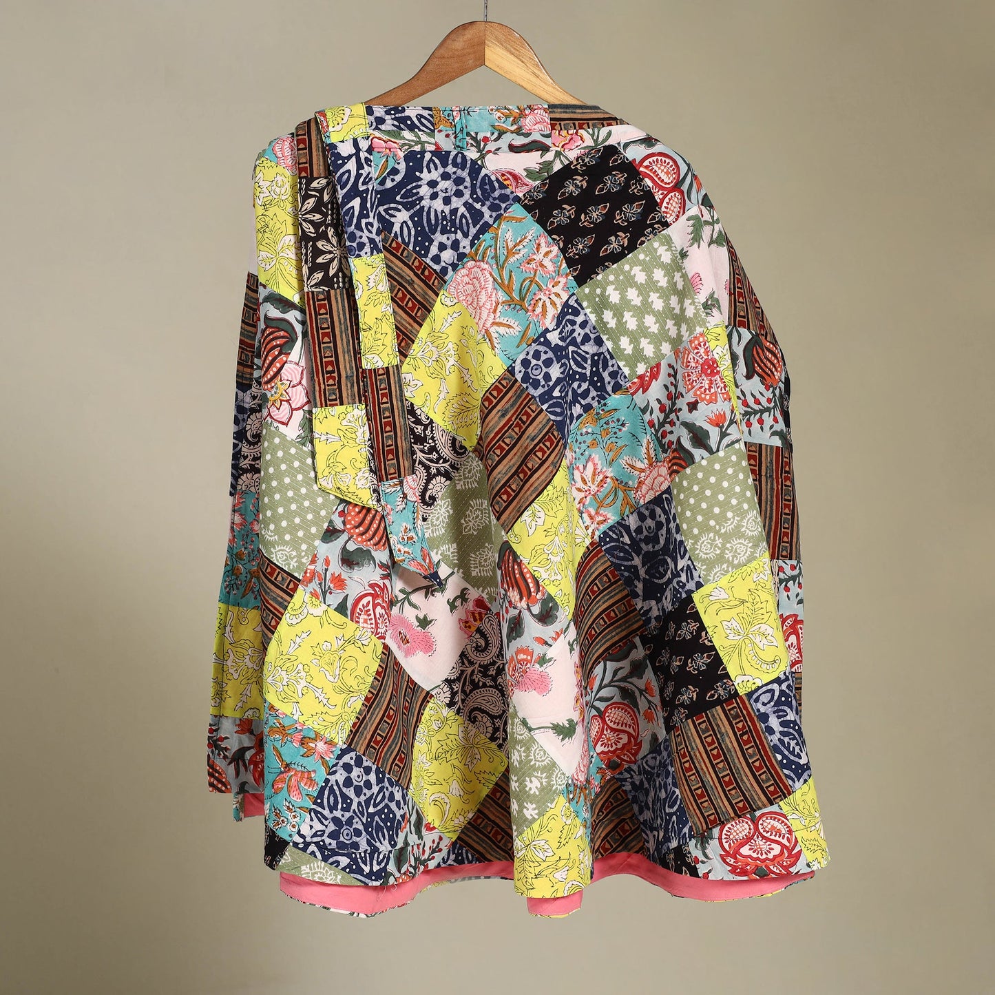 Multicolor Wrap Around Patchwork Cotton Skirt 