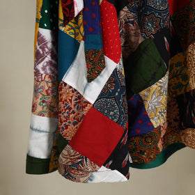 Multicolor Wrap Around Patchwork Cotton Skirt 