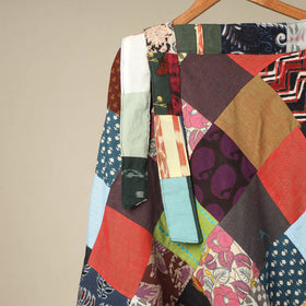 Multicolor Wrap Around Patchwork Cotton Skirt