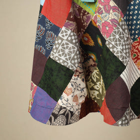 Multicolor Wrap Around Patchwork Cotton Skirt