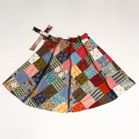 Multicolor Wrap Around Patchwork Cotton Skirt 