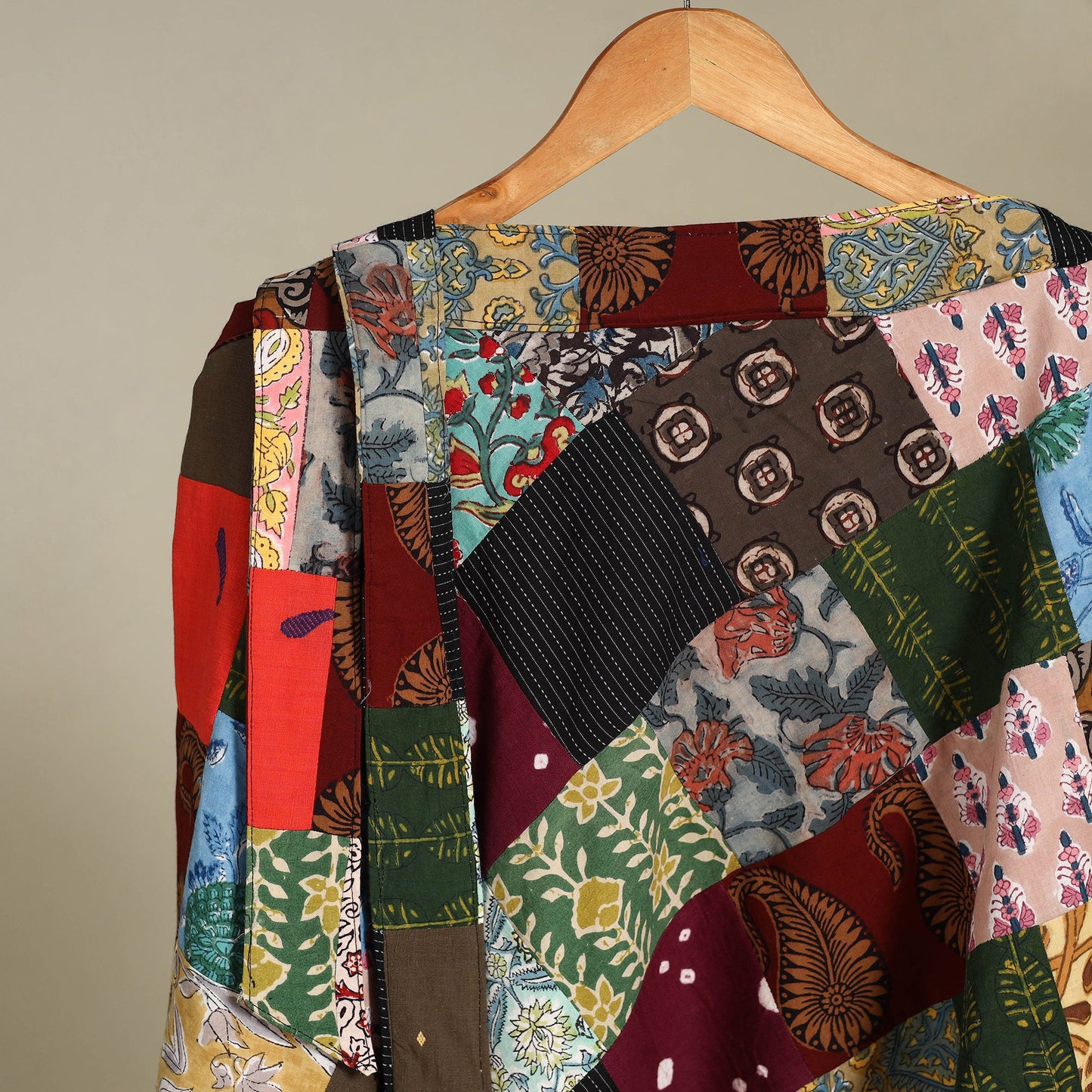 Multicolor Wrap Around Patchwork Cotton Skirt 