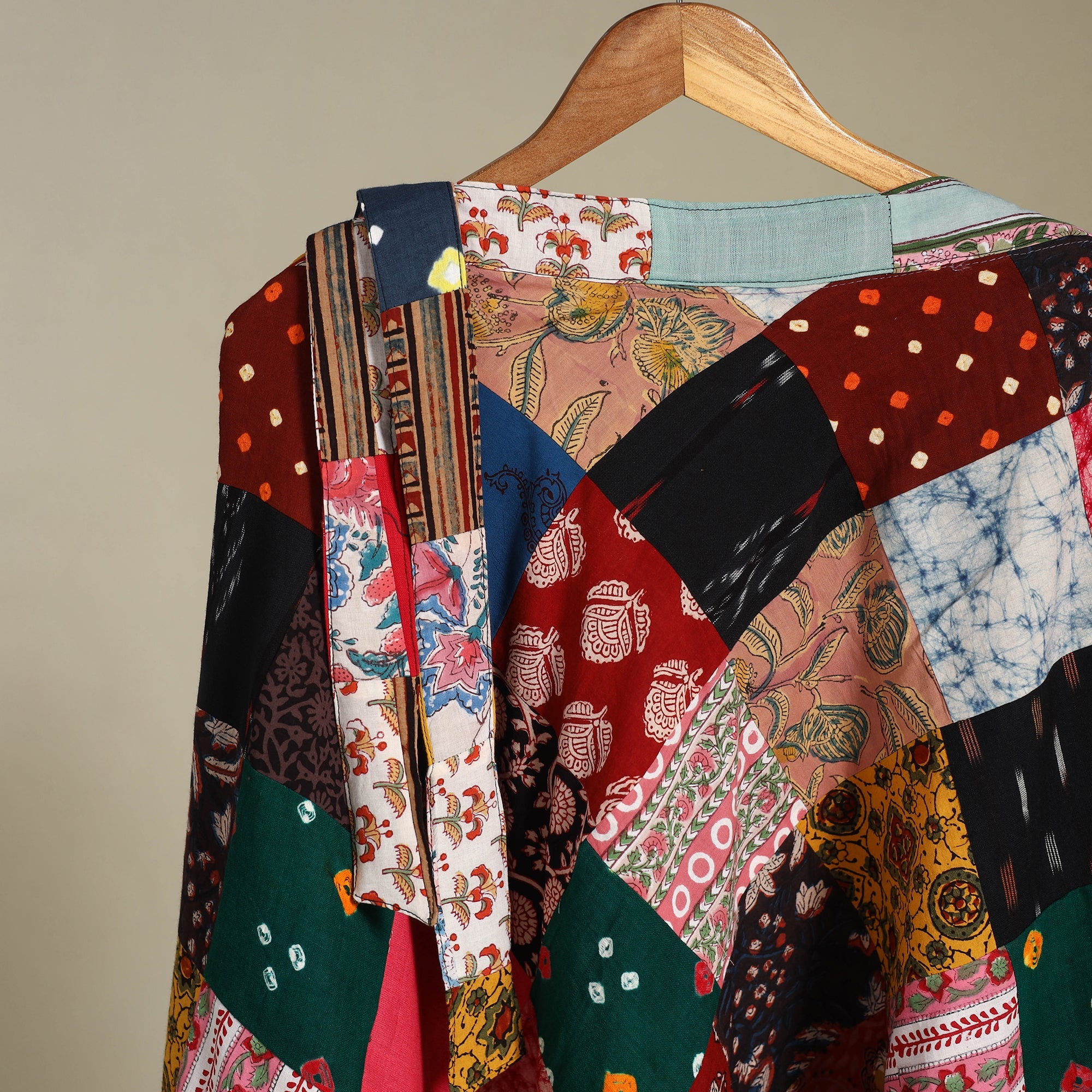 Multicolor Wrap Around Patchwork Cotton Skirt 