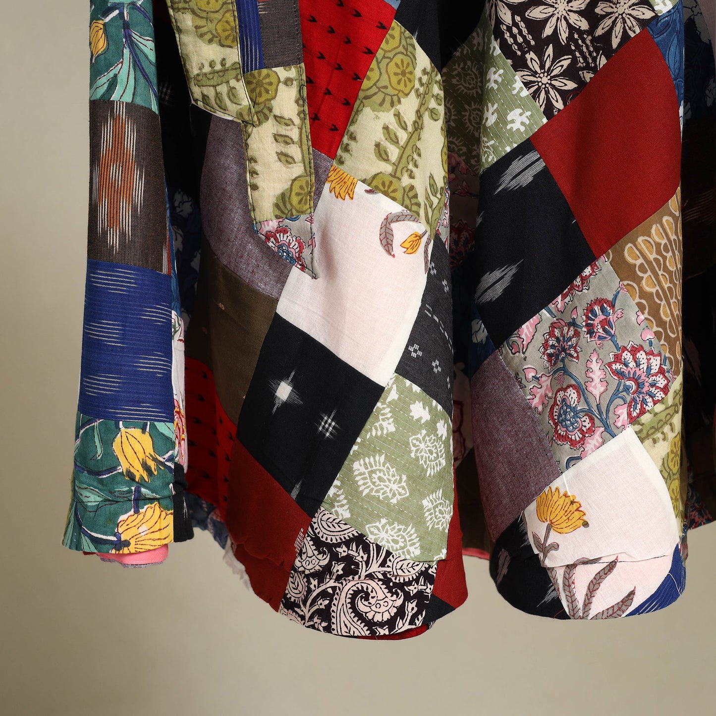 Multicolor Wrap Around Patchwork Cotton Skirt 