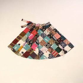 Multicolor Wrap Around Patchwork Cotton Skirt