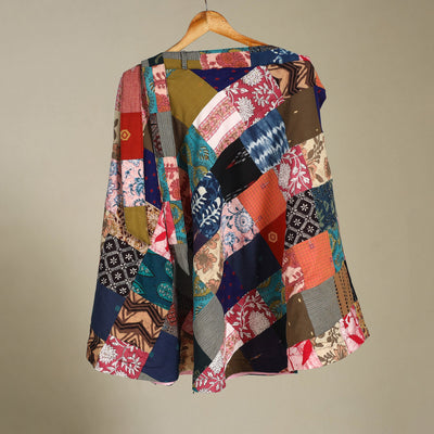 Multicolor - wrap around patchwork cotton skirt 10