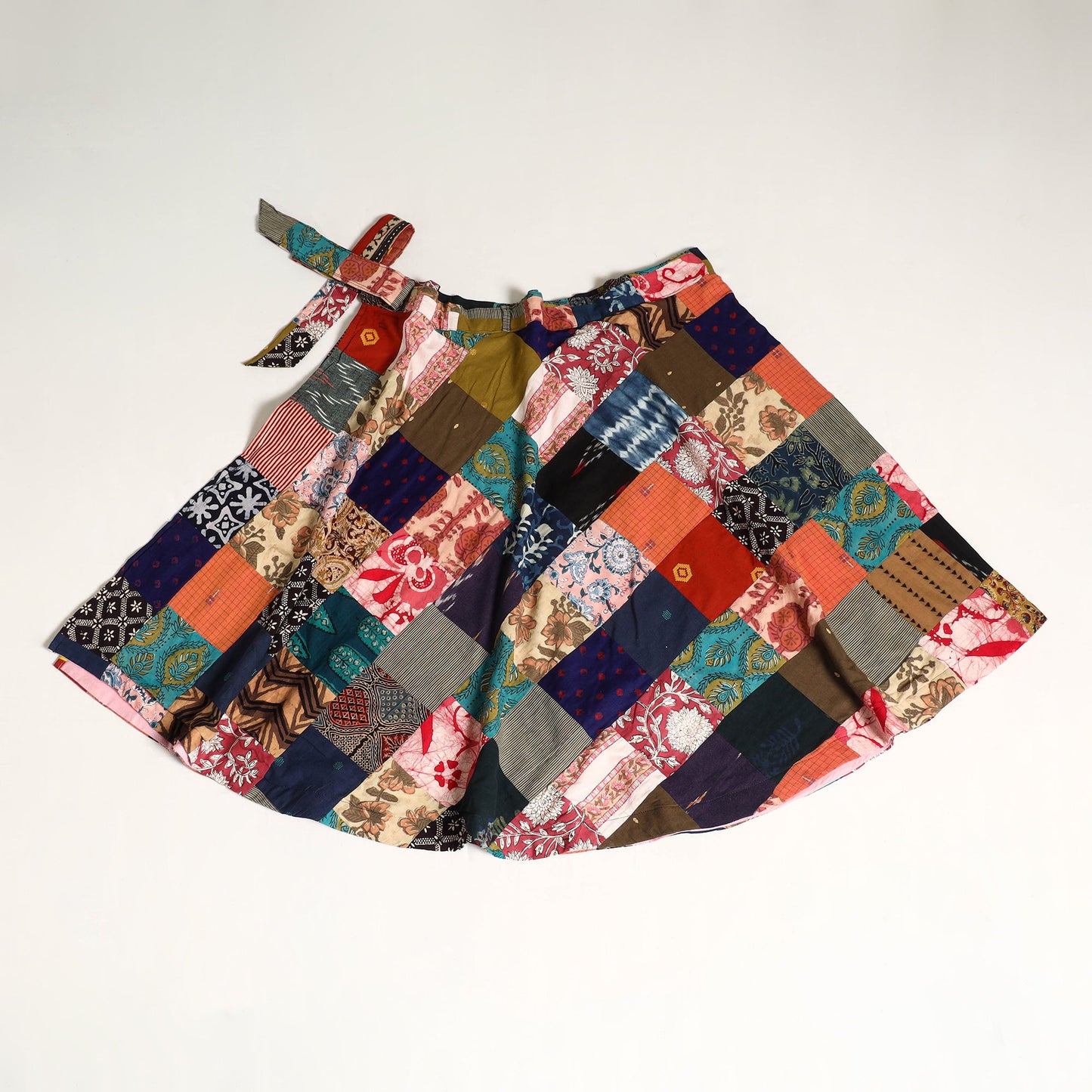 Multicolor - wrap around patchwork cotton skirt 10