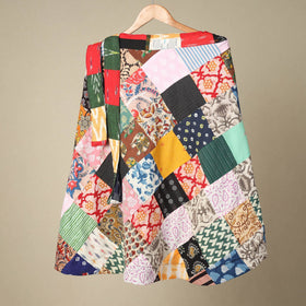 Multicolor Wrap Around Patchwork Cotton Skirt
