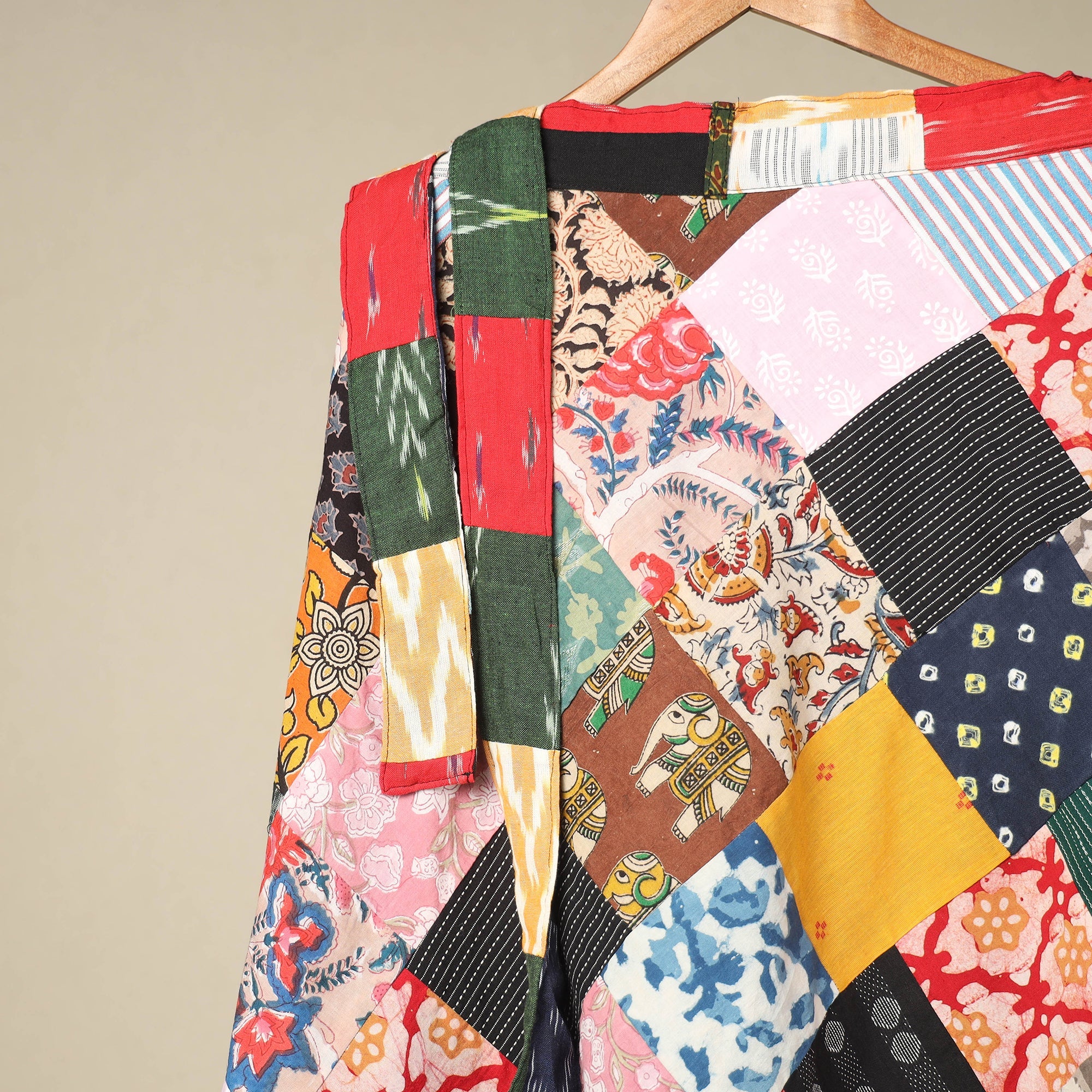 Multicolor Wrap Around Patchwork Cotton Skirt