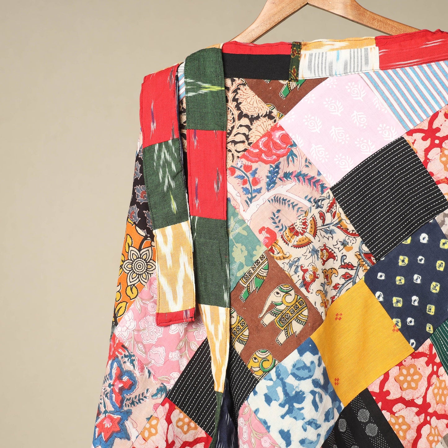 Multicolor Wrap Around Patchwork Cotton Skirt