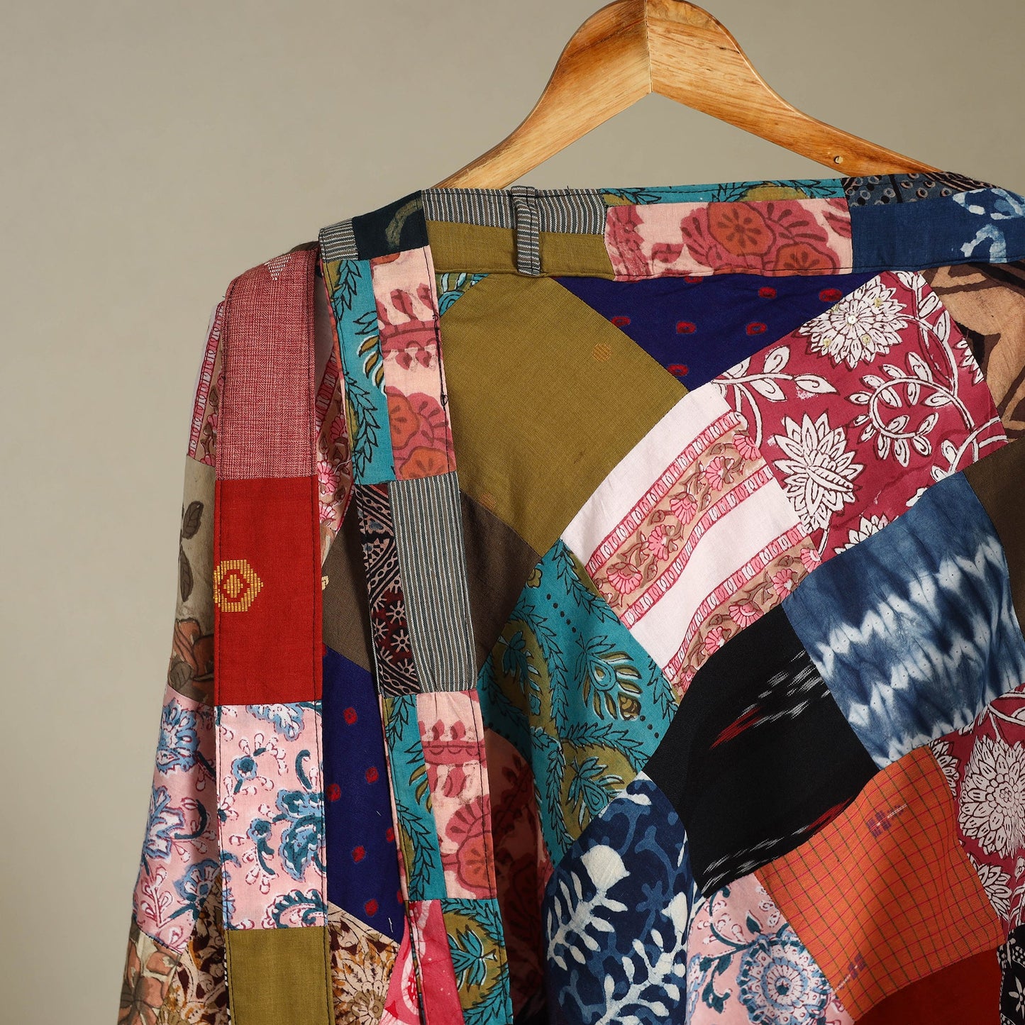 Multicolor - wrap around patchwork cotton skirt 10