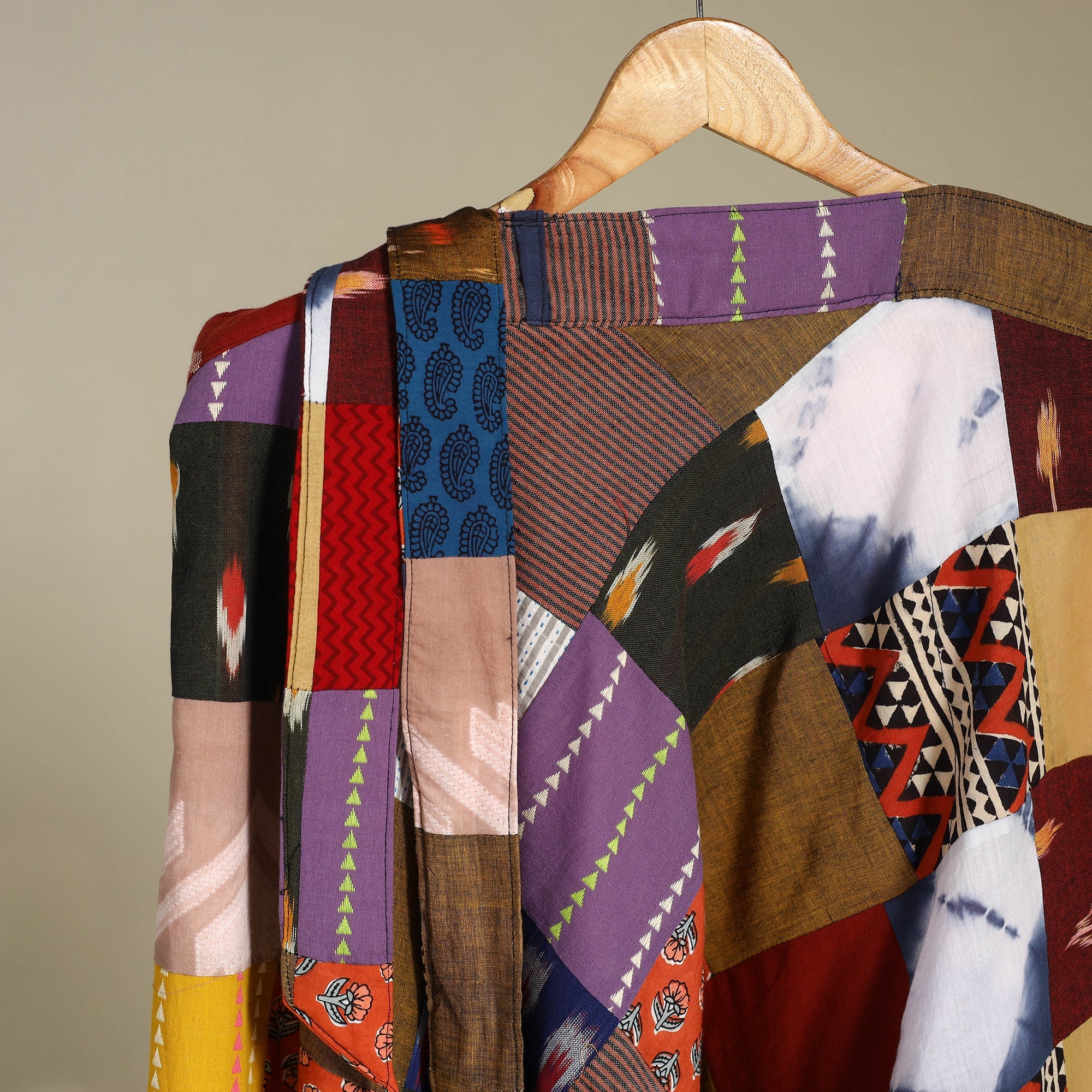 Multicolor Wrap Around Patchwork Cotton Skirt 