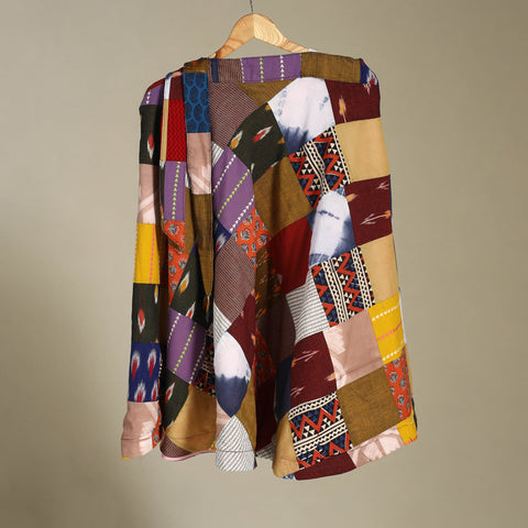 Multicolor Wrap Around Patchwork Cotton Skirt 