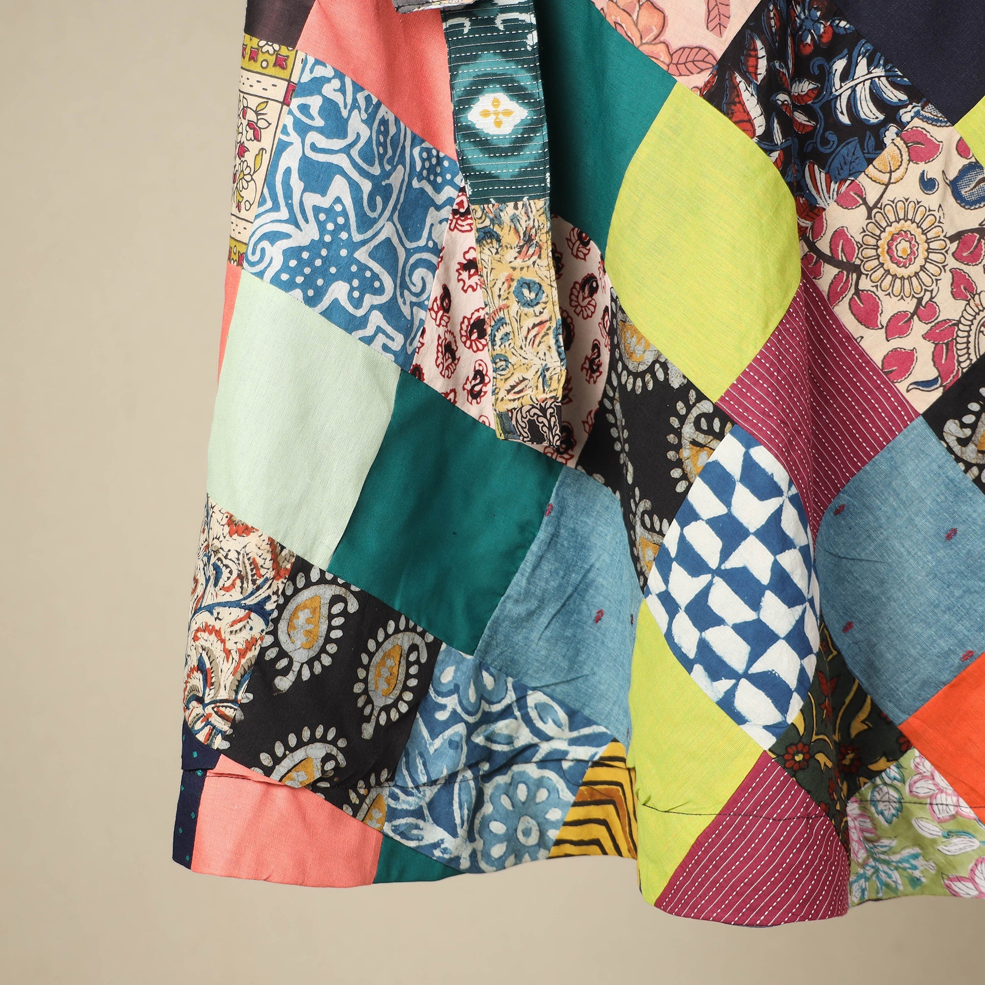 Multicolor Wrap Around Patchwork Cotton Skirt