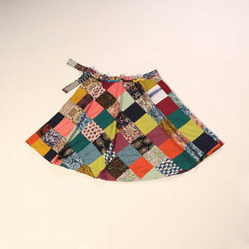 Multicolor Wrap Around Patchwork Cotton Skirt