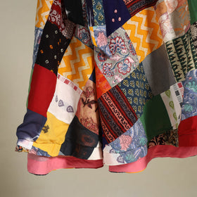Multicolor Wrap Around Patchwork Cotton Skirt 