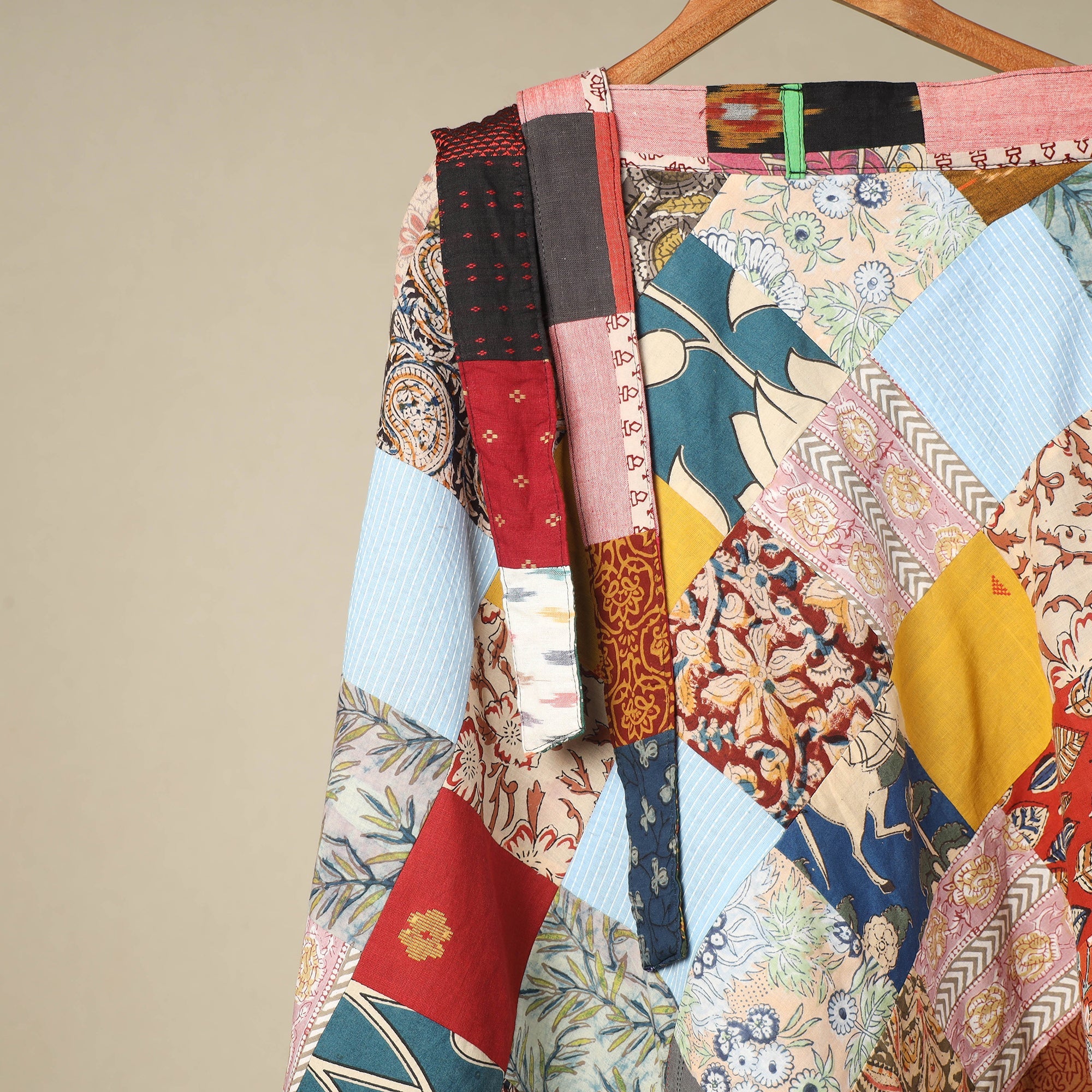 Multicolor Wrap Around Patchwork Cotton Skirt