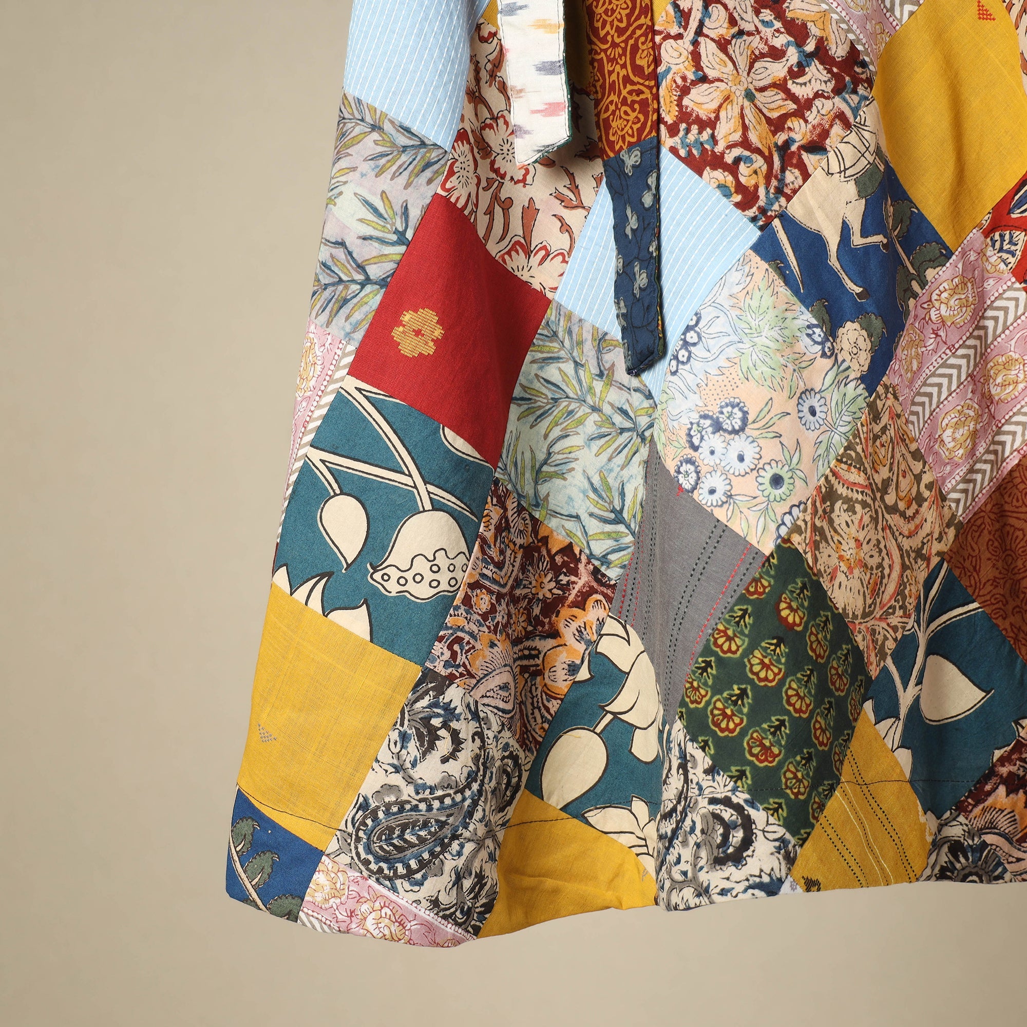 Multicolor Wrap Around Patchwork Cotton Skirt