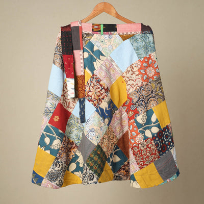 Multicolor Wrap Around Patchwork Cotton Skirt