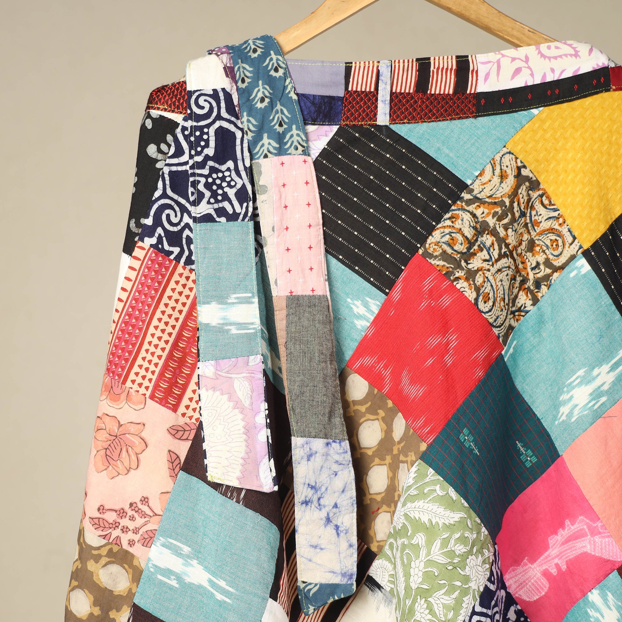 Multicolor Wrap Around Patchwork Cotton Skirt