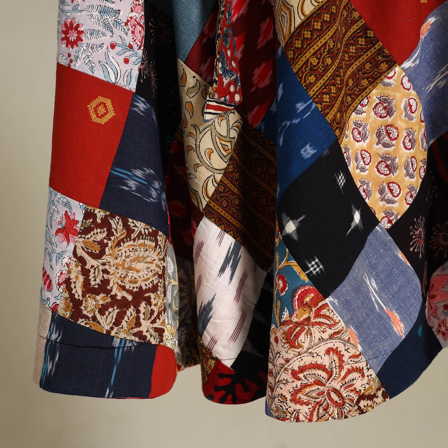 Multicolor Wrap Around Patchwork Cotton Skirt 